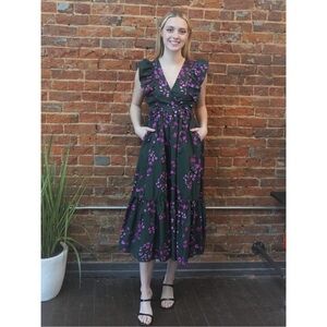 Anissa Floral Suplice Midi Dress 🧡
